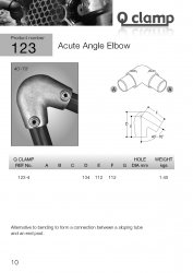 123 Acute Angle Elbow Tube Clamp 48.3mm OD - Size 4