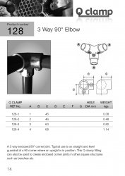 128 3 Way 90 Degree Elbow Tube Clamp 48.3mm OD - Size 4