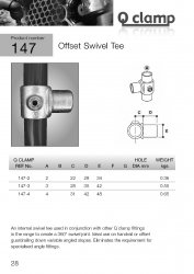 147 Offset Swivel Tee Tube Clamp 48.3mm OD - Size 4
