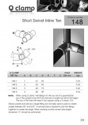 148 Short Swivel Inline Tee Tube Clamp 48.3mm OD - Size 4