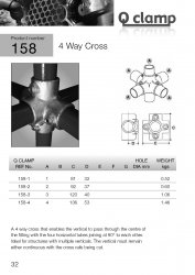 158 4 Way Cross Tube Clamp 48.3mm OD - Size 4