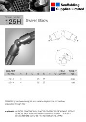 125H Swivel Elbow Tube Clamp 42.4mm OD - Size 3