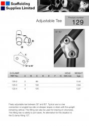 129 Adjustable Tee Tube Clamp 42.4mm OD - Size 3