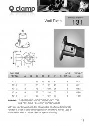 131 Wall Plate Tube Clamp 42.4mm OD - Size 3
