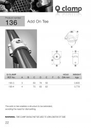 136 Add On Tee Tube Clamp 42.4mm OD - Size 3