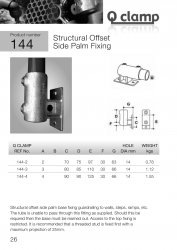 144 Offset Side Palm Fixing Tube Clamp 42.4mm OD - Size 3