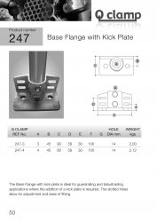 247 Base Flange Tube Clamp with Kick Plate 42.4mm OD - Size 3