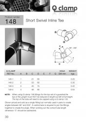 148 Short Swivel Inline Tee Tube Clamp 33.7mm OD - Size 2