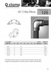 125 90 Degree Elbow Tube Clamp 48.3mm OD - Size 4