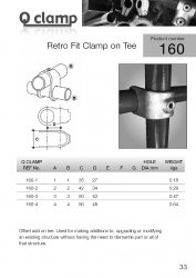 160 Offset Clamp on Tee Tube Clamp 48.3mm OD - Size 4