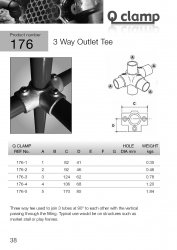 176 3 Way Outlet Tee Tube Clamp 48.3mm OD - Size 4