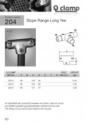 204 Slope Range Long Tee Tube Clamp 42.4mm OD - Size 3