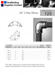 125 90 Degree Elbow Tube Clamp 42.4mm OD - Size 3