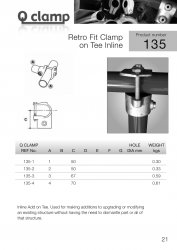 135 Clamp On Tee Tube Clamp 42.4mm OD - Size 3