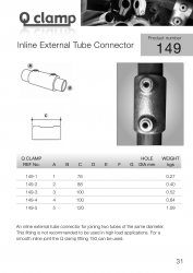 149 Inline External Connector Tube Clamp 42.4mm OD - Size 3