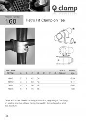 160 Offset Clamp on Tee Tube Clamp 42.4mm OD - Size 3