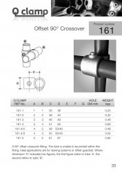 161 Offset 90 Degree Crossover Tube Clamp 42.4mm OD - Size 3