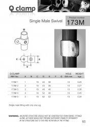 173M Single Male Swivel Tube Clamp 42.4mm OD - Size 3