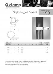 199 Fixing Bracket Single Sided Tube Clamp 42.4mm OD - Size 3