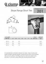 201 Slope Range Short Tee Tube Clamp 42.4mm OD - Size 3