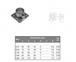 131S Square Wall Plate Tube Clamp 48.3mm OD - Size 4