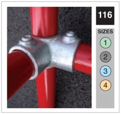 116 3 Way Through Corner Tube Clamp 48.3mm OD - Size 4