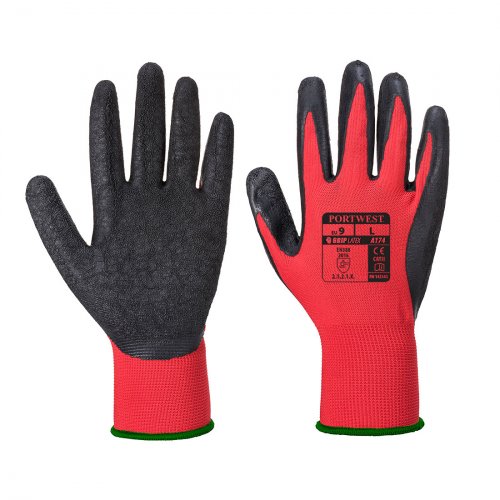 Flex Grip Latex Glove: Red/Black: M